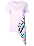 Emilio Pucci Mauve Shell Print Asymmetric Logo T-shirt - Purple