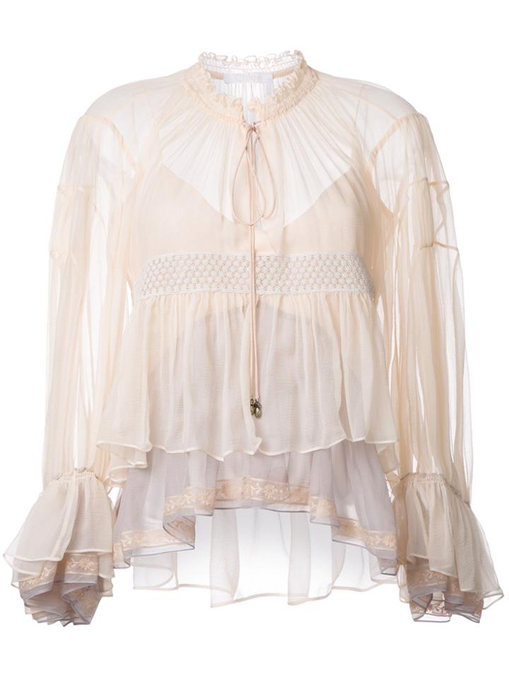 Chloé Colour Block Tiered Top - Nude & Neutrals