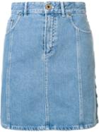 Chloé High Waisted Denim Skirt, Women's, Size: 36, Blue, Cotton