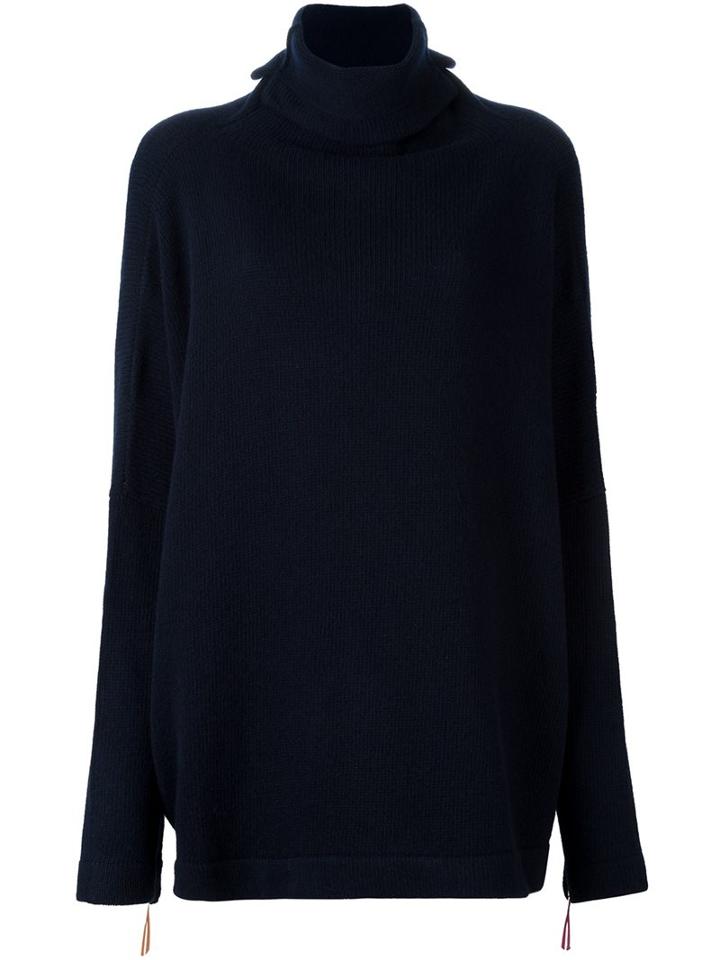 Daniela Gregis Loose Roll Neck Jumper, Women's, Blue, Wool