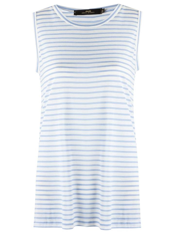 Andrea Marques Striped Tank Top, Women's, Size: 40, White, Cotton