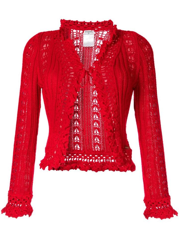 Chanel Pre-owned Crochet Cardigan - Red