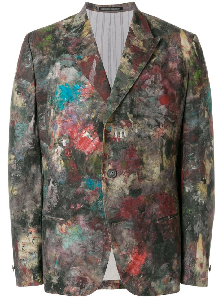 Yohji Yamamoto Watercolour Print Blazer - Multicolour