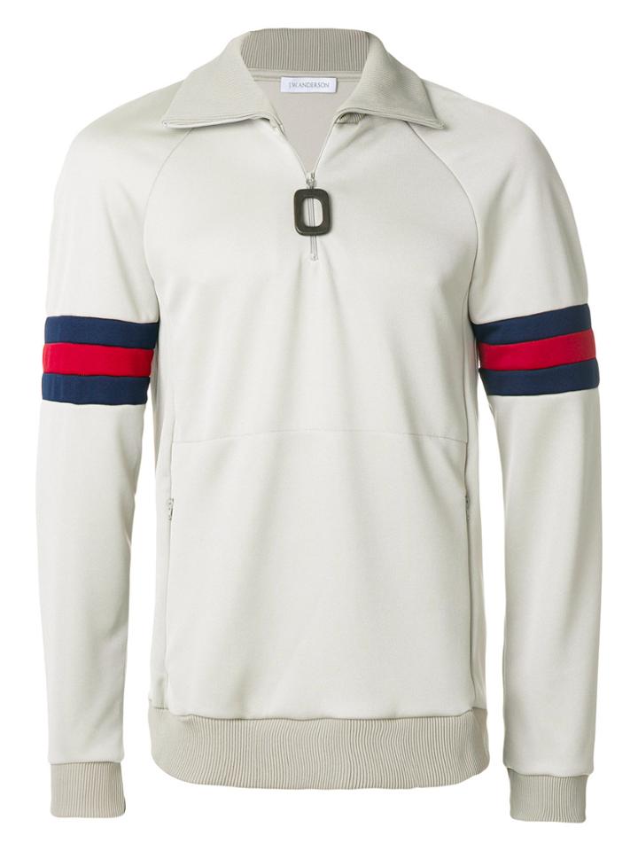 Jw Anderson High Neck Half-zip Jumper - Nude & Neutrals