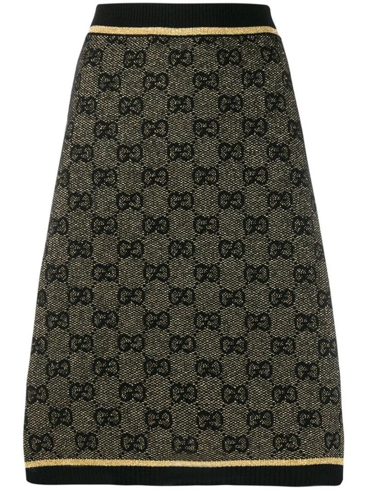 Gucci Gg Print Metallic Finish Skirt - Black