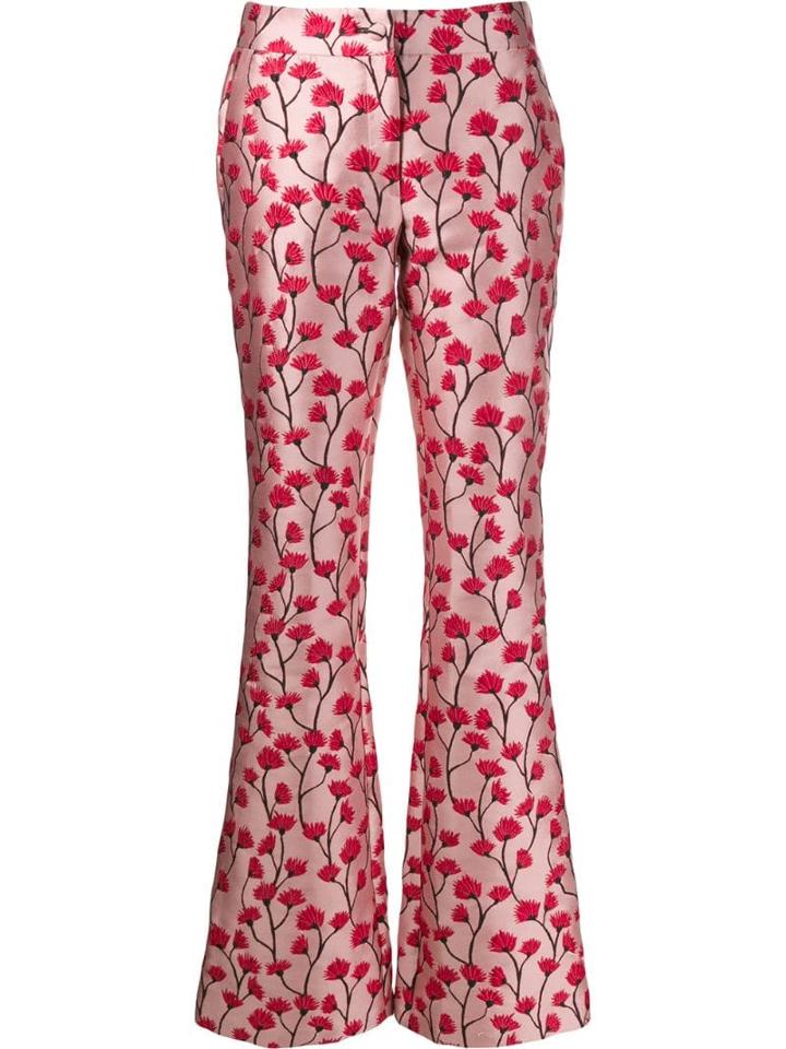 Blumarine Embroidered Satin Flares - Pink