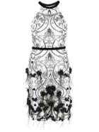 Marchesa Notte 3d Floral-print Dress - White
