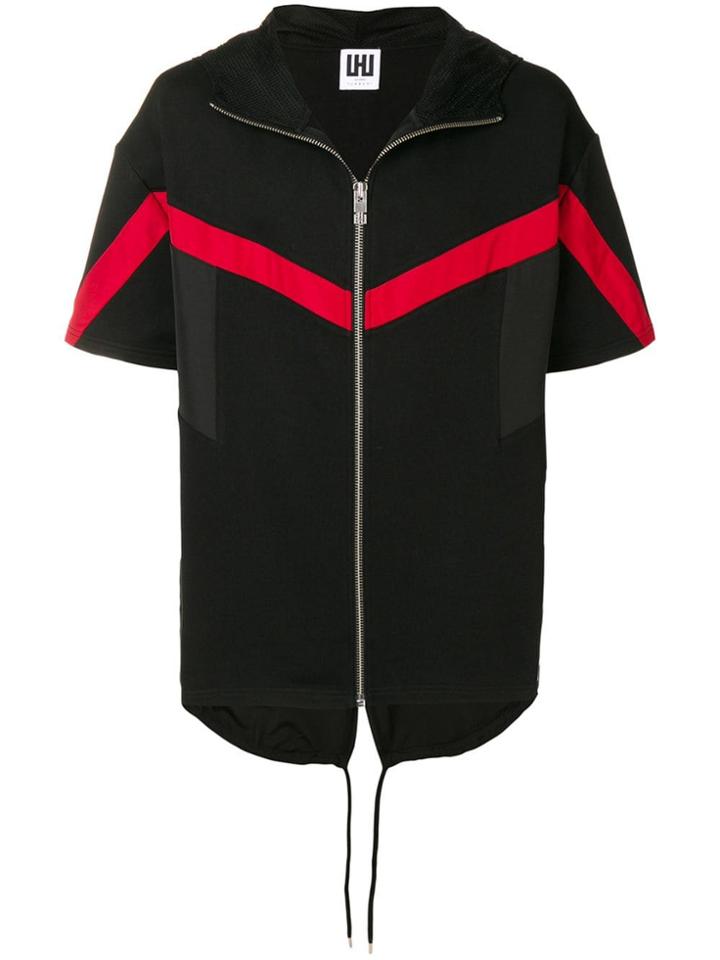 Les Hommes Urban Contrast Stripe Hoodie - Black