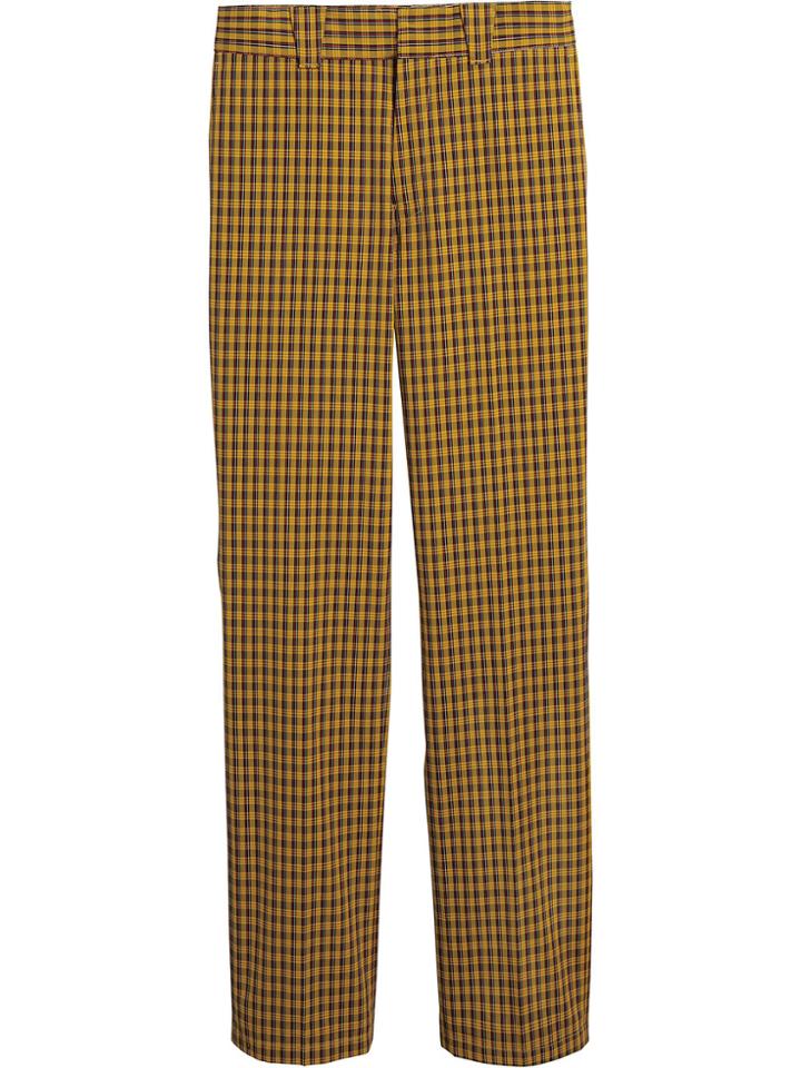 Burberry Checked Straight-leg Trousers - Yellow & Orange