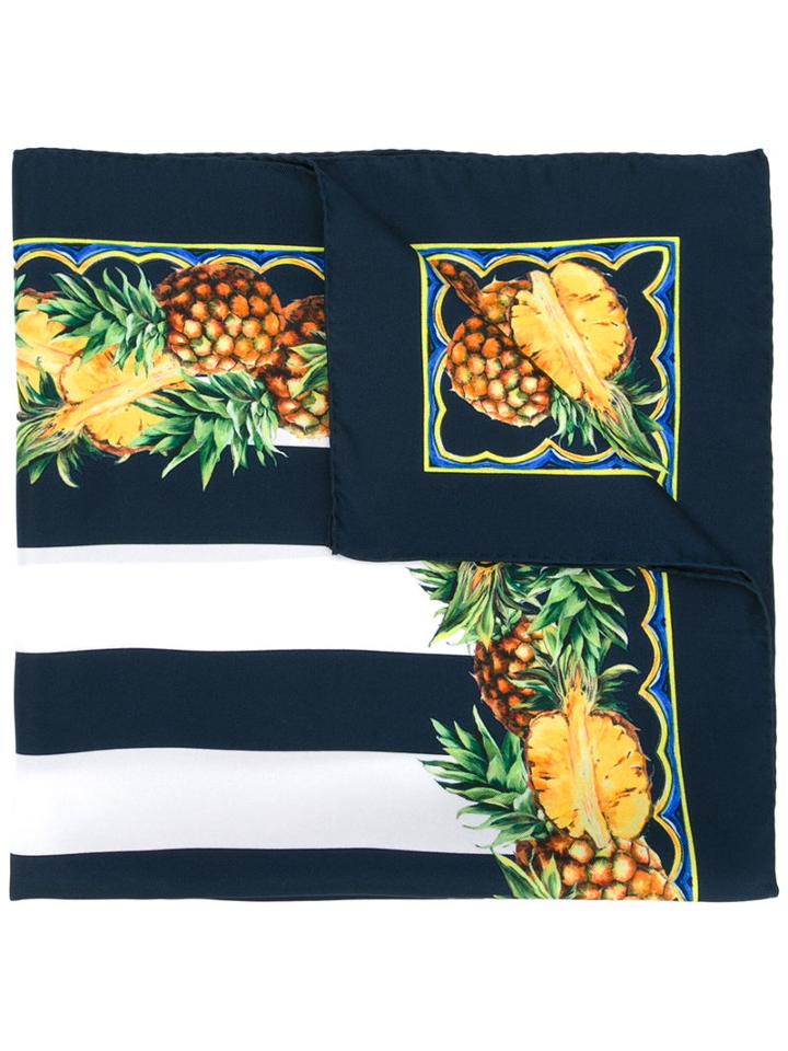 Dolce & Gabbana Print Scarf, Women's, Blue, Silk