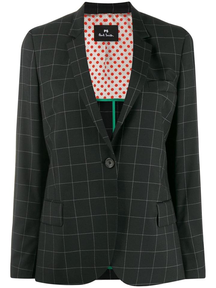 Ps Paul Smith Windowpane Check Blazer - Black