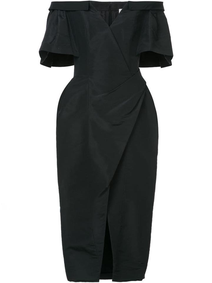 Carolina Herrera Off Shoulder Ruched Dress - Black