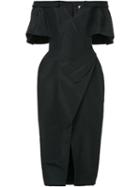 Carolina Herrera Off Shoulder Ruched Dress - Black