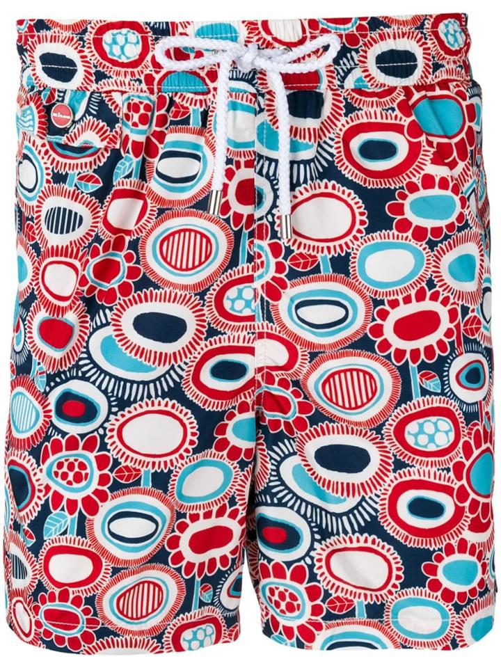 Kiton Floral Print Swimming Shorts - Red