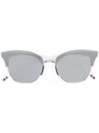 Thom Browne Eyewear Silver Titanium & Grey Acetate Sunglasses
