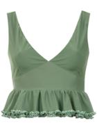 Amir Slama Ruffled Cropped Top - Green