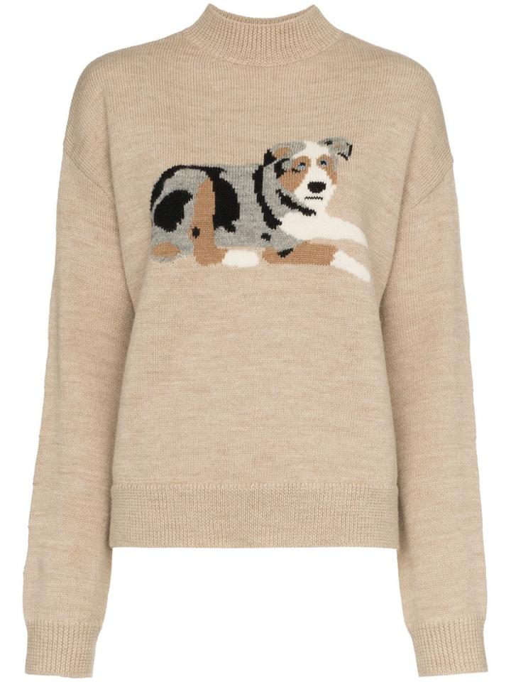 Sandy Liang Kade Dog Intarsia Wool Jumper - Brown