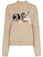 Sandy Liang Kade Dog Intarsia Wool Jumper - Brown