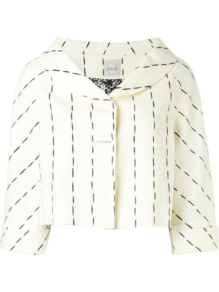 Eggs Striped Cropped Jacket, Women's, Size: 44, Nude/neutrals, Cotton/polyester