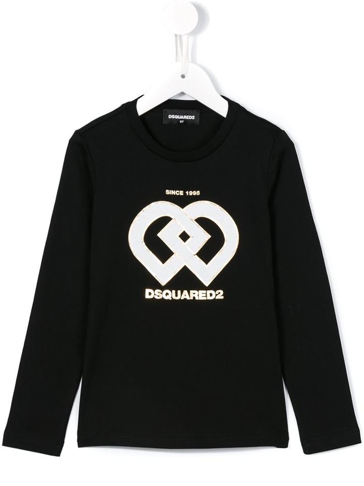 Dsquared2 Kids Geometric Logo Top, Girl's, Size: 10 Yrs, Black