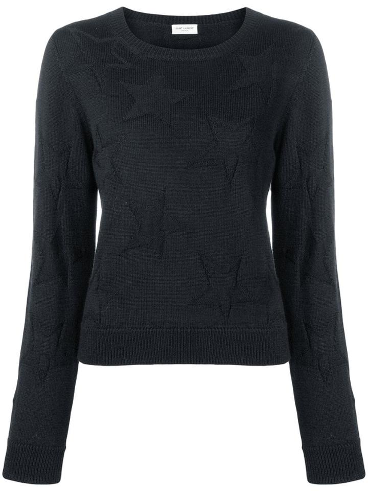 Saint Laurent Star Intarsia Jumper - Black