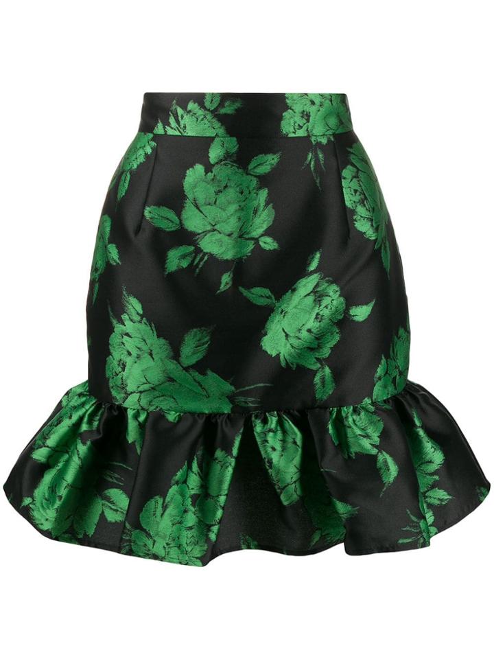 Msgm Floral Flounce Skirt - Black