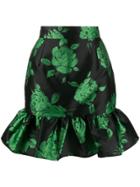 Msgm Floral Flounce Skirt - Black