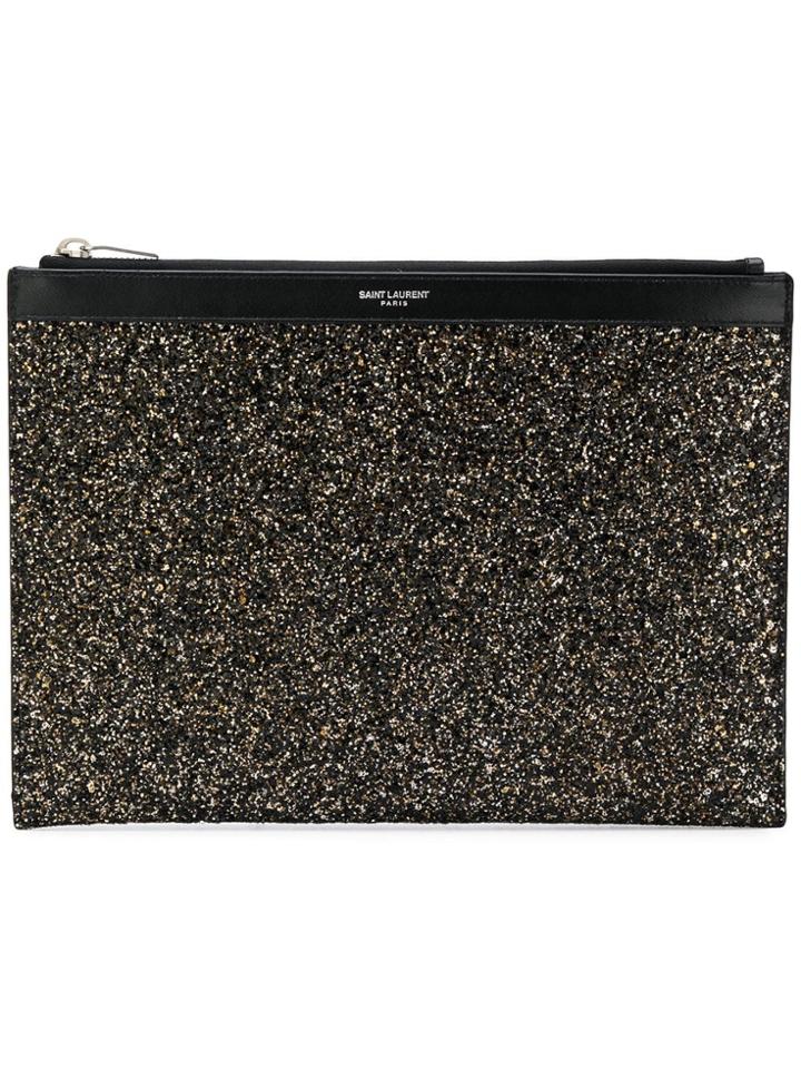 Saint Laurent Glitter Ipad Clutch - Metallic