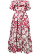 La Doublej - Floral Off-shoulder Shift Dress - Women - Cotton - One Size, Red, Cotton