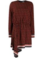 Victoria Victoria Beckham Draped Vintage Monogram Dress - Black