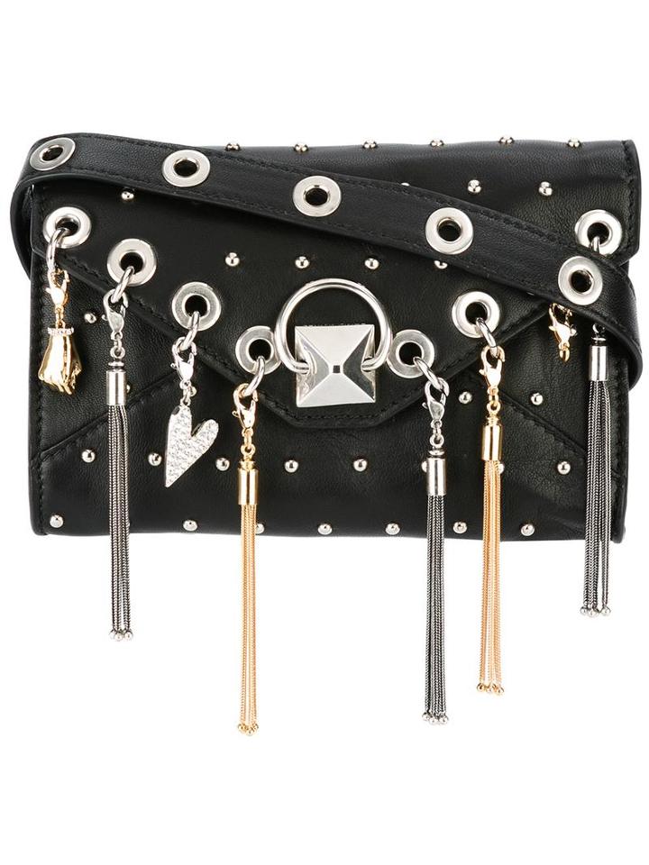 Sonia Rykiel Embellished Envelope Belt Pouch, Women's, Size: Small, Black, Cotton/lamb Skin/metal (other)