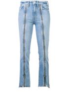 Mother Zip Detail Cropped Jeans - Blue