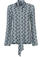 Derek Lam Long Sleeve V-neck Scarf Neck Blouse - Black
