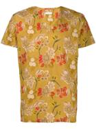 Etro Floral Print V-neck T-shirt - Yellow