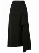 Y's Draped Asymmetric Skirt - Black