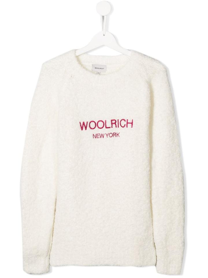 Woolrich Kids Teen Embroidered Logo Sweater - White