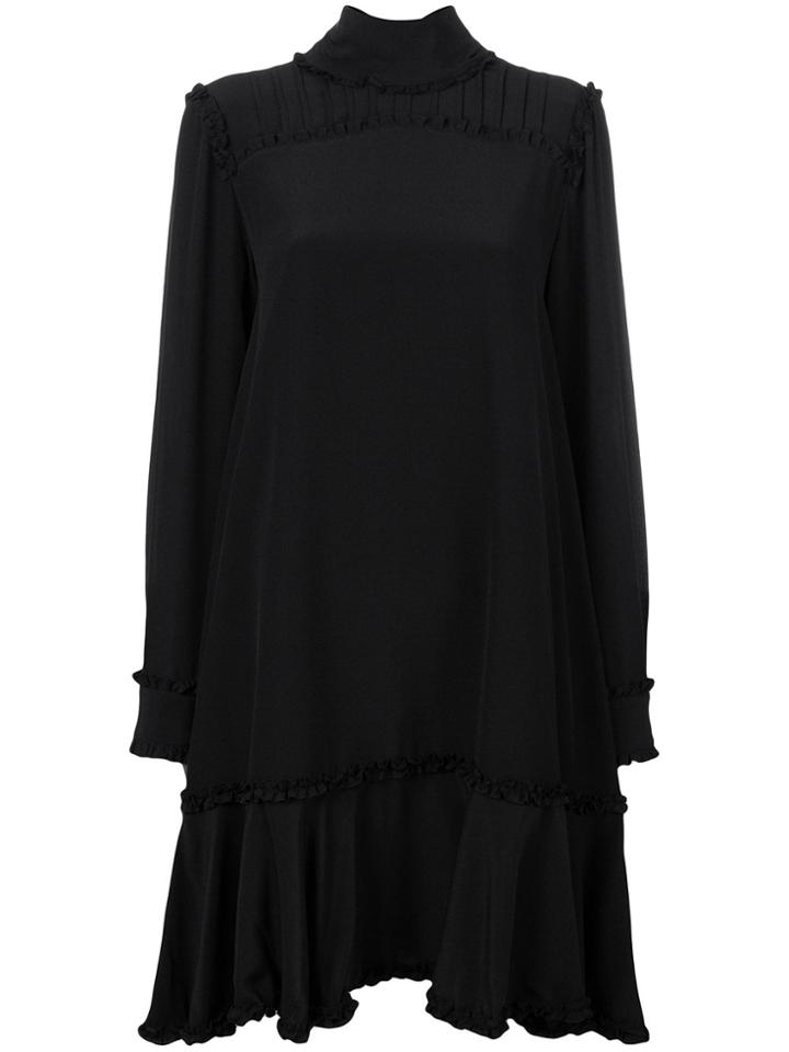 Ermanno Scervino Pleats And Ruffles Short Dress - Black