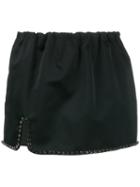 No21 Rhinestone Trim Mini Skirt, Women's, Size: 38, Black, Polyester/cupro/metal/glass