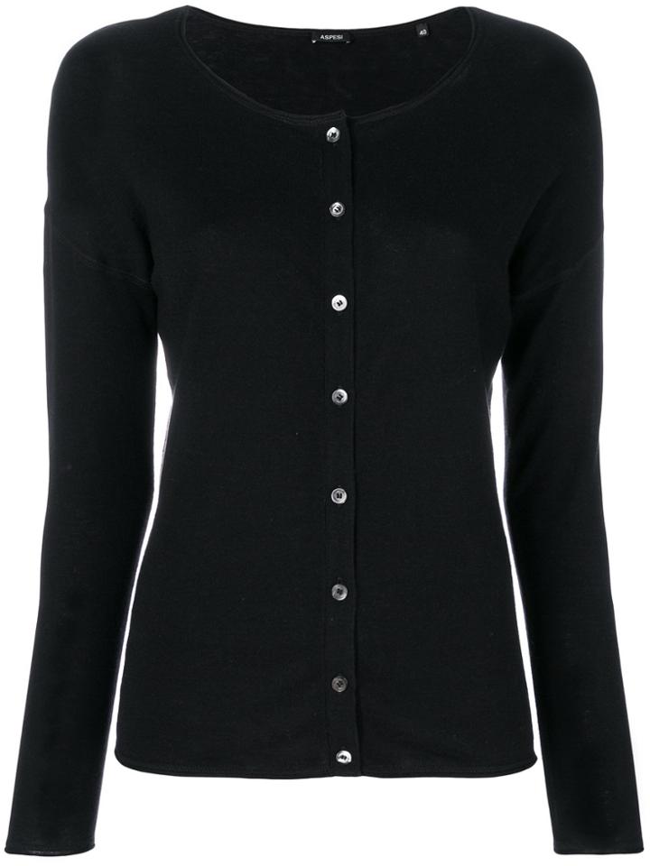 Aspesi Round Neck Cardigan - Black