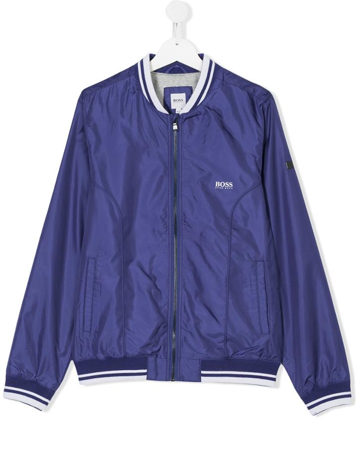 Boss Hugo Boss Logo Print Bomber Jacket - Blue