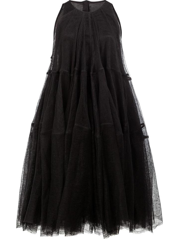 Rick Owens Tulle Layered Tiered Dress, Women's, Size: 38, Black, Linen/flax/cupro