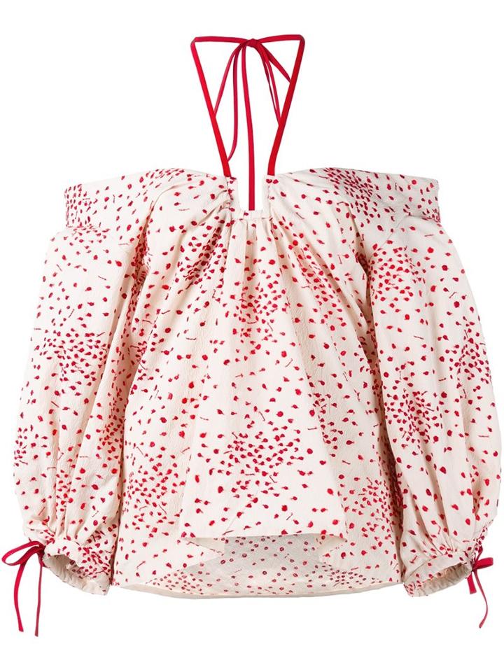 Rosie Assoulin Embroidered Halterneck Blouse