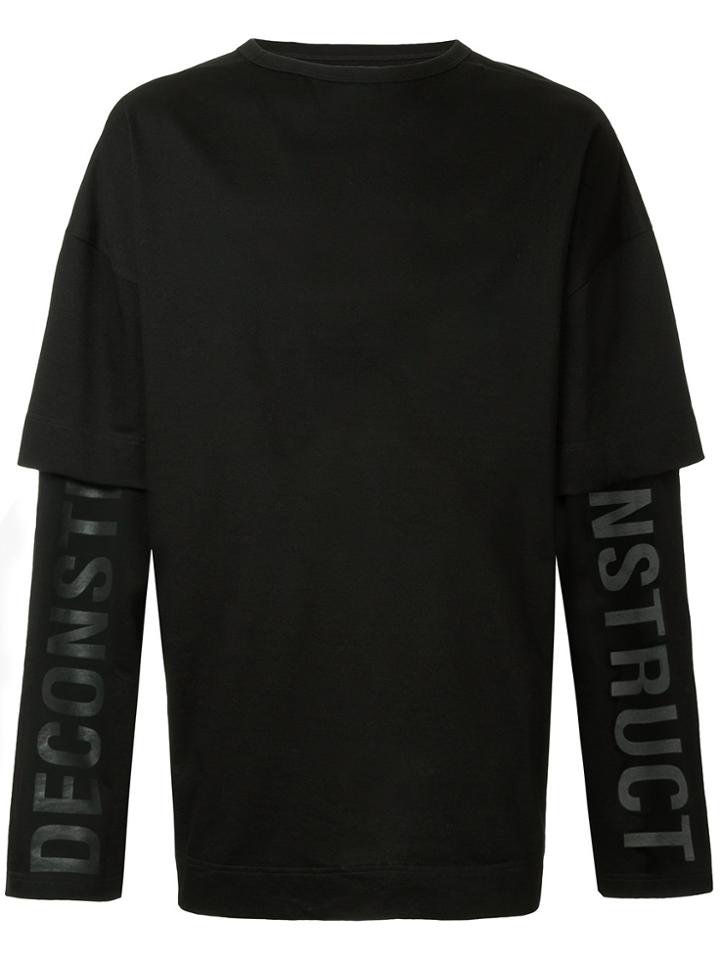 Juun.j Printed Overlap T-shirt - Black