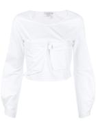 Jw Anderson Cropped Ruffle Sleeved Top - White