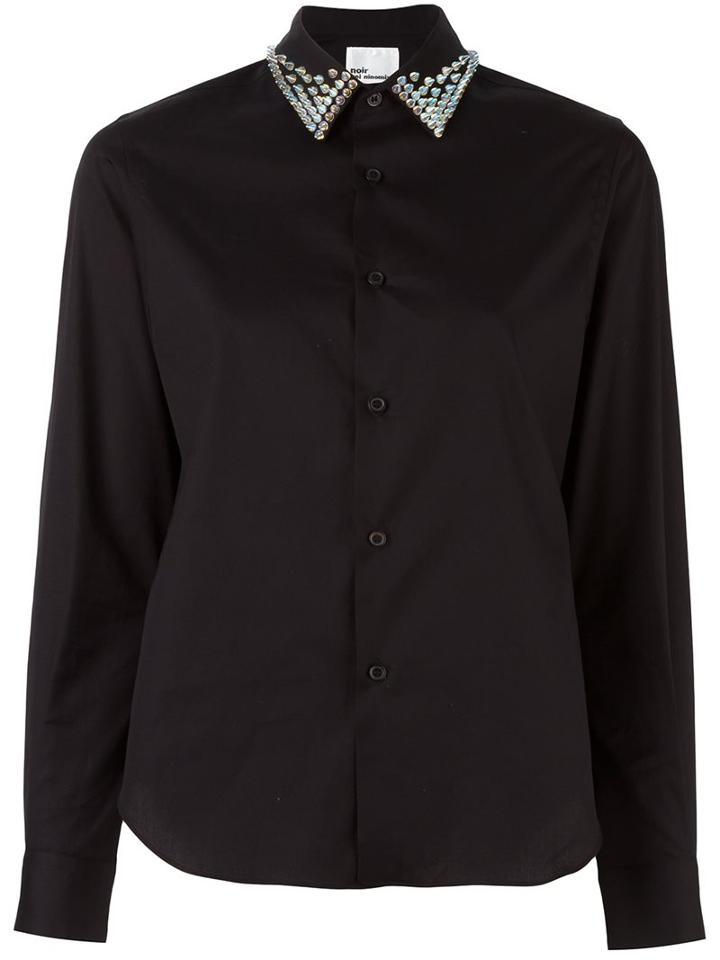 Comme Des Garçons Noir Kei Ninomiya Studded Collar Shirt, Women's, Size: Medium, Black, Cotton/artificial Leather