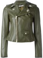 Givenchy Classic Biker Jacket, Women's, Size: 38, Green, Lamb Skin/acetate/viscose