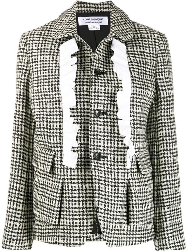 Comme Des Garçons Comme Des Garçons Ruffle Trim Houndstooth Jacket -