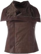 Rick Owens Leather Gilet, Women's, Size: 46, Brown, Leather/cupro/cotton