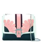 Paula Cademartori Floral Detail Bag With Silver Tone Shoulder Chain, Women's, Pink/purple, Leather