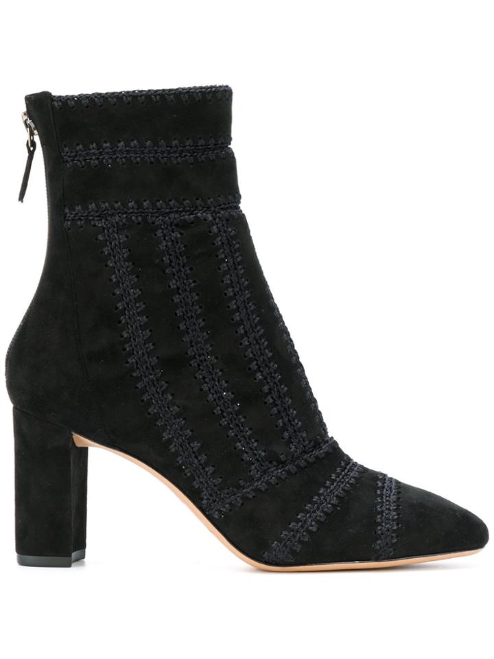 Alexandre Birman Zipped Embroidered Boots - Black